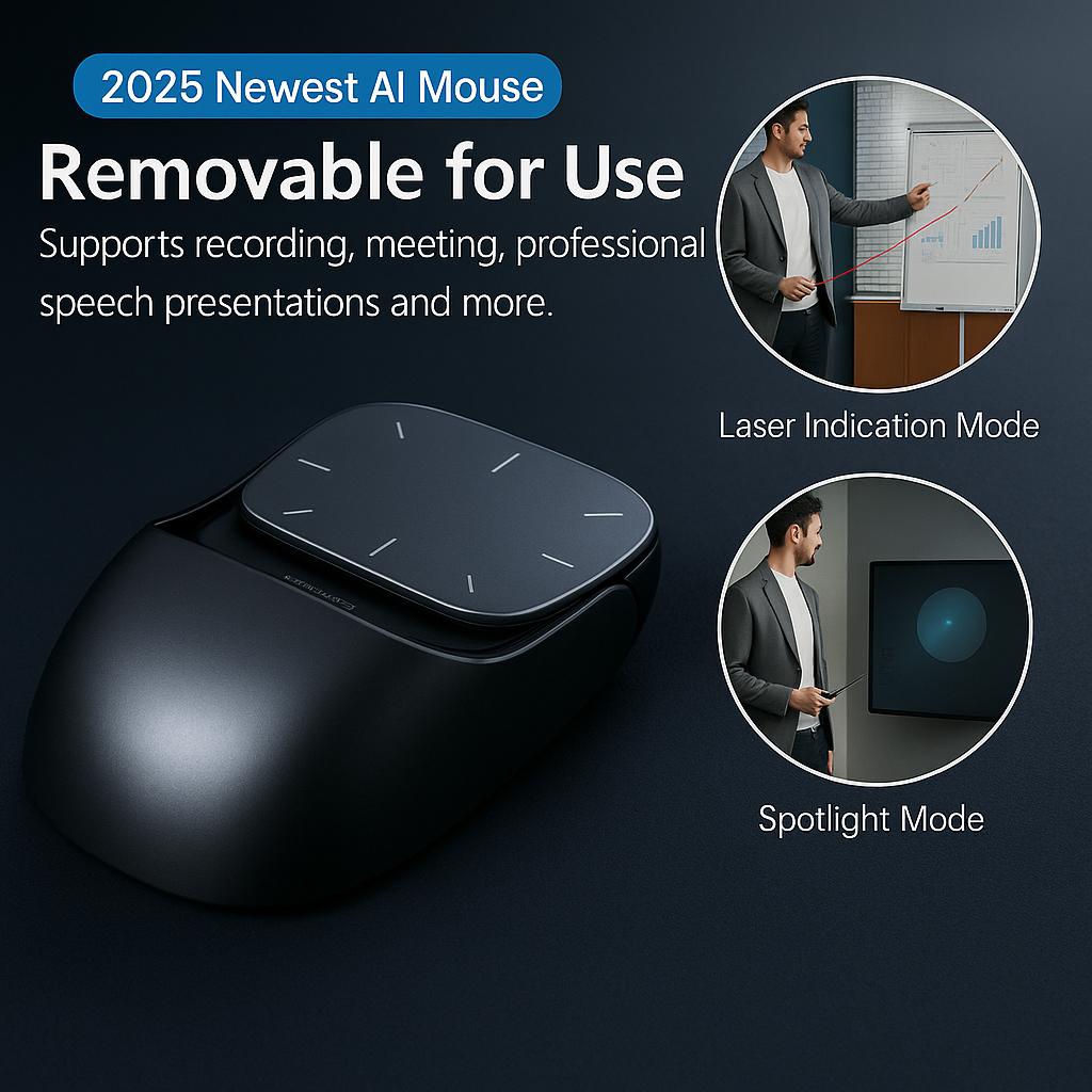 OIKKEI 2025 Wireless AI Mouse | ChatGPT Voice & Summary | Air Mouse + Presenter + Laser | PC/Mac Compatible