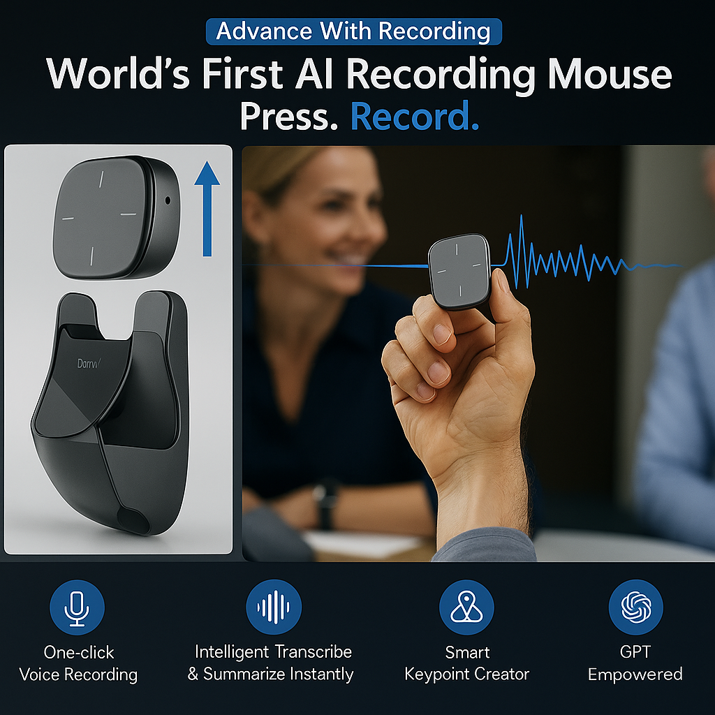 OIKKEI 2025 Wireless AI Mouse | ChatGPT Voice & Summary | Air Mouse + Presenter + Laser | PC/Mac Compatible